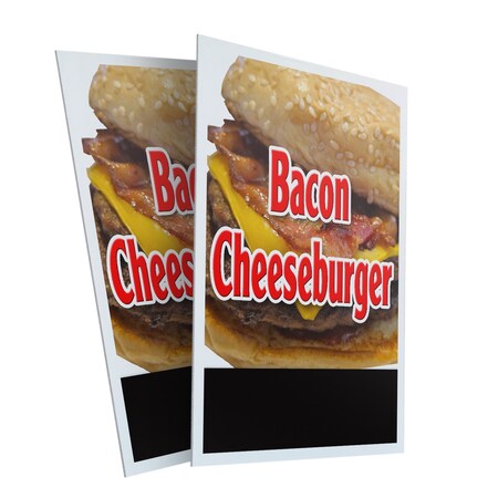 Signmission Bacon Cheeseburger, Plastic Signs Only 24 Inch x 36 Inch, Corrugated Plastic, 2PK CSB-2436-2PACK-Bacon Cheeseburger