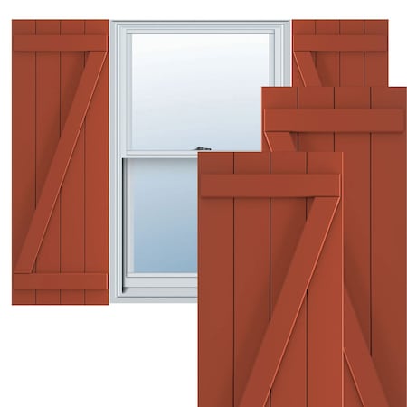 Ekena Millwork True Fit PVC, Four Board Joined Board-n-Batten Shutters w/Z-Bar, Colorful Leaves, 21 1/2W x 62H, PR TFP102BBF21X062CL