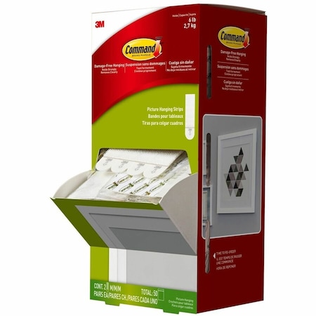 Command Picture Hanging Strips, White, PK100 17201CABPK