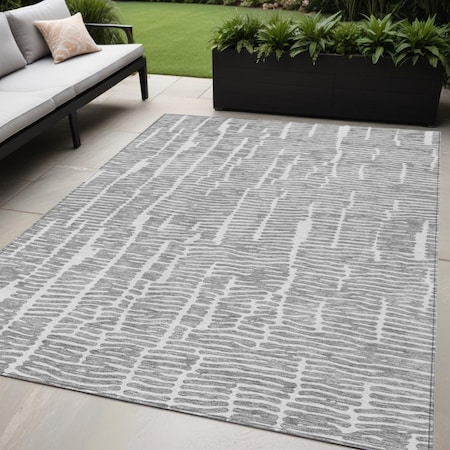 Homeroots 5' X 8' Gray And Ivory Abstract Washable Indoor Outdoor Area Rug 588511