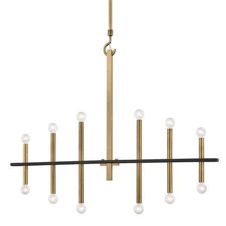Mitzi Colette 12 Light Chandelier 5.5 In. Aged Brass/Black H296812-AGB/BK
