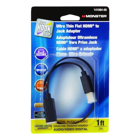 Monster Cable Just Hook It Up 1 ft. L High Speed Cable with Ethernet HDMI 141084-00