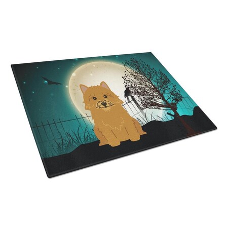 Carolines Treasures Halloween Scary Norwich Terrier Glass Cutting Board, Large BB2210LCB