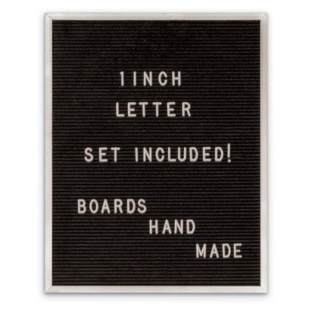 United Visual Products 16ft x 20ft Black Felt Letter Board with Sliver Aluminum Frame and White 1ft Letter Set UV1620A