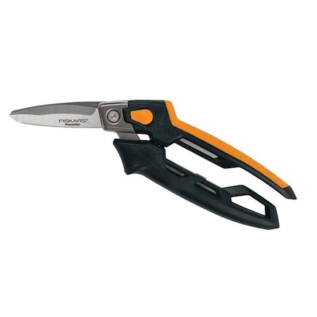 Fiskars PowerArc Series 7103001001 Utility Snip, 814 in OAL, Straight Cut, Stainless Steel Blade 710300-1002/1