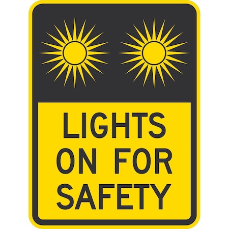 Lyle Lights On For Safety (W/Graphic), 18x24, High Intensity Prismatic, Yellow G-10322-HI_18x24