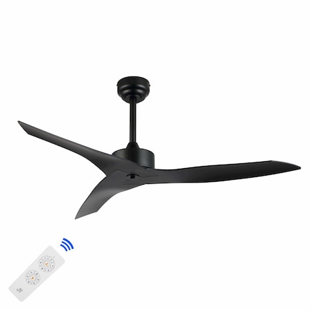 Jonathan Y Aldrin 50" Modern Minimalist Iron/Plastic Mobile-App/Remote-Controlled 6-Speed Razor Ceiling Fan, Bla JYL9715A