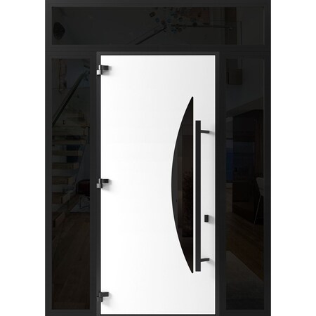 Vdomdoors Front Exterior Prehung Steel Door Ronex1077 Teak 96 2 Sidelight and Transom Window Sidelite Entry RONEX1077EXD-OAK-W16+36+16xH96+16-RH-I