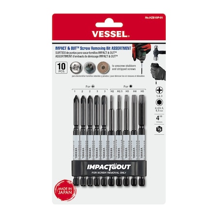 Vessel Bit for Screw Removal, Assortment HZB10P01