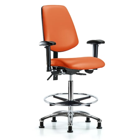 Blue Ridge Ergonomics High Bench Chair Adjustable Arms, 26" to 35-1/2" Height, Vinyl, Orange Kist BR-VHBCH-MB-CR-T0-A1-CF-RG-8613