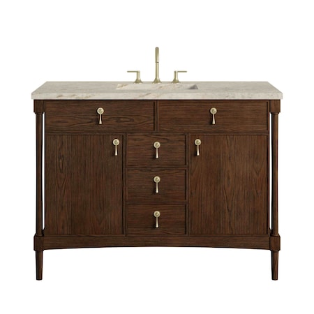 James Martin Vanities Kinnsden 48" Single Vanity, Sable Oak w/ 3 CM Tajnar Eclos Top D680-V48-SBK-3TJR