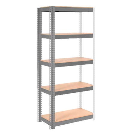 Global Industrial 5 Shelf Standard Duty Boltless Shelving Add On 36"Wx12"Dx96"H, Laminate Deck B3153600