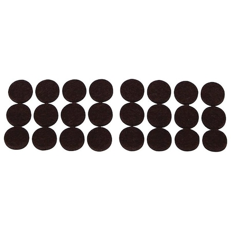 Prosource Furniture Pad, Felt Cloth, Brown, 1/2 in Dia, 5/64 in Thick, Round FE-50229-PS