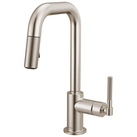 Brizo Litze Pull-Down Prep Faucet with Square Spout, Knurled Handle Stainless 63953LF-SS