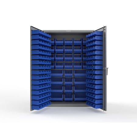 Strong Hold 14 GA Bin Cabinet No Legs - 48 In W. x 72 In. H x 24 In. D - 176 Blue Bins 46-BB-240-176B-NL-L