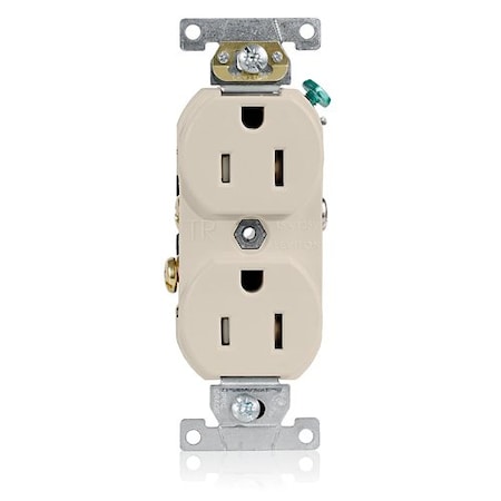 Leviton Plugs&Rcptcls, 15A, 125VAC, Almnd, Thrmplstc TCR15-T