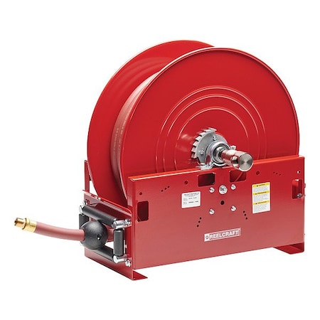 Reelcraft Spring Return Hose Reel, 1 in Hose Diameter, 65 ft Length, Carbon Steel; Nickel Plate, Red G9465 OLPBW
