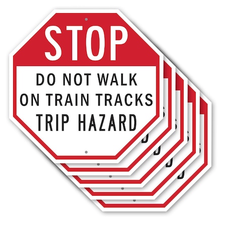 Signmission Stop Do Not Walk on Train Tracks Tr, 10 inch X 10 inch, Aluminum Metal Signs, 5PK OC-A-5Pack-10-211