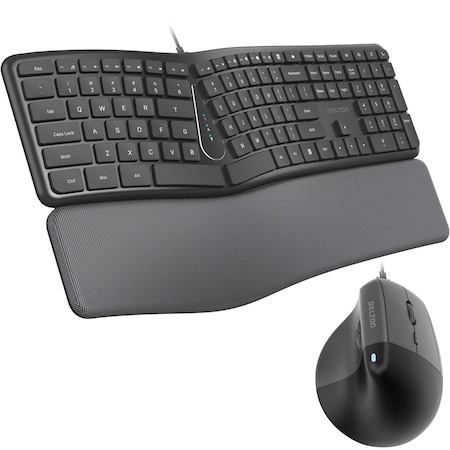 Delton KB250&S38 Ergonomic Wired Keyboard and Mouse Combo, Black KB250/S38