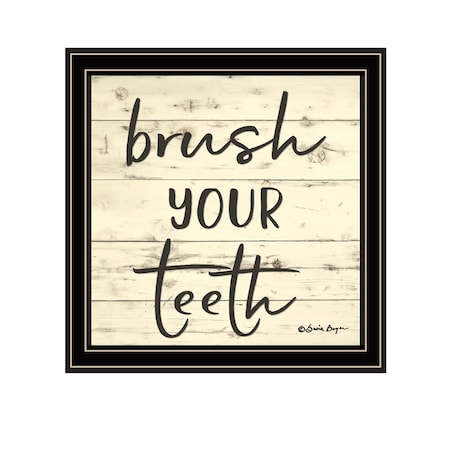 Homeroots Brush your Teeth Black Framed Print Bathroom Wall Art 529643