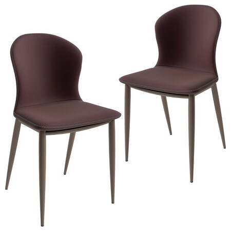 Leisuremod Mosaic Collection Modern Dining Chair in Plum Purple Fabric, 2PK MC44PR2