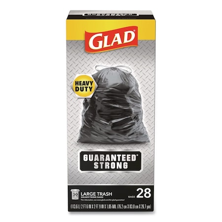 Glad 30 gal Trash Bags, 30 in x 33 in, Super Heavy-Duty, 1.05 Mil, Black 78966BX