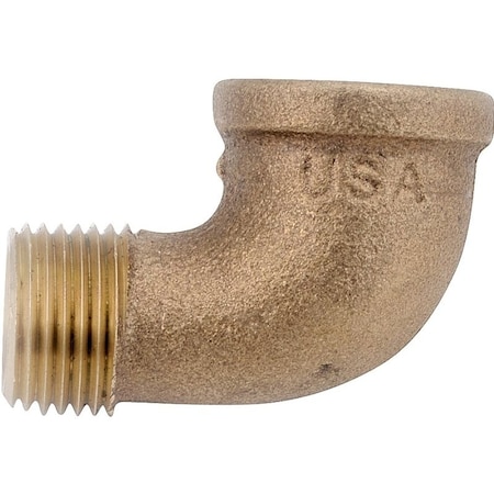 Anderson Metals Street Pipe Elbow, 3/8 in, FIP x MIP, 90 deg Angle, Brass, Rough, 200 psi Pressure 738116-06