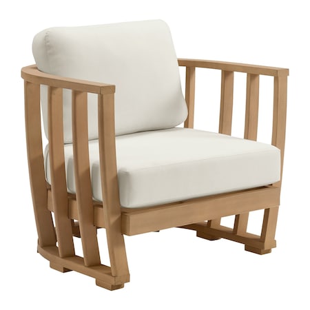 Alaterre Furniture Alaterre Orris Outdoor Patio Chair with Cushions and Accent Pillow Natural Wood Finish 80-OUTD-ORRIS-CH
