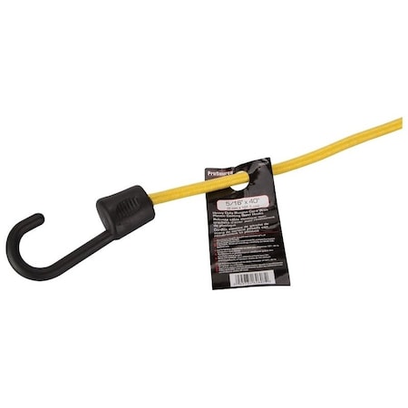 Prosource Stretch Cord, 8 mm Dia, 40 in L, Polypropylene, Yellow, Hook End FH64084
