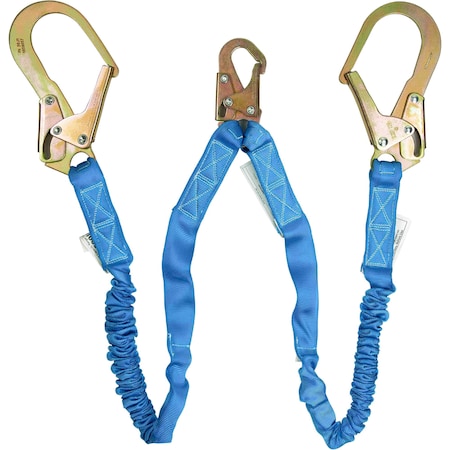 Ironwear 6 ft Twin Leg Self Retracting Lifeline, Non Swivel Rebar Hooks 2341