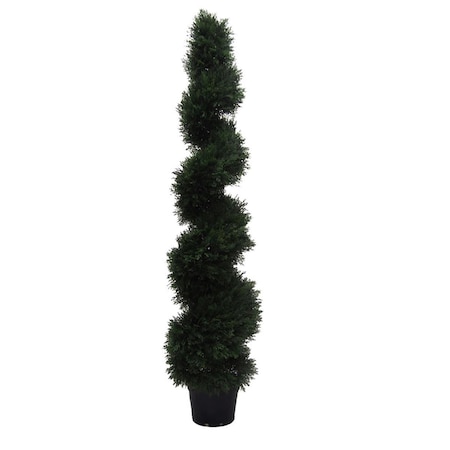 Vickerman UV Cedar Spiral Everyday Topiary on Pot - 5 ft. TP170560