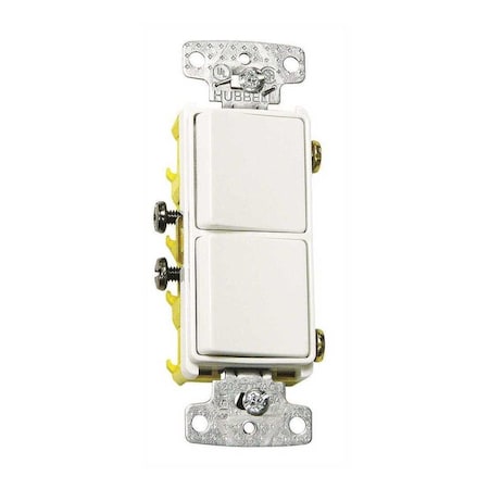 Hubbell Wiring 15 Amp Rocker Single-Pole Combo 2X Switch, White RCD101W
