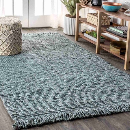 Jonathan Y Pata Hand Woven Chunky Jute with Fringe Light Blue/Gray 12 ft. x 18 ft. Area Rug NRF103B-18