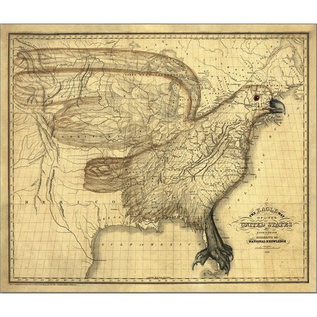 Homeroots 20" X 24" Eagle Map Of America C1833 Vintage  Poster Wall Art 391962
