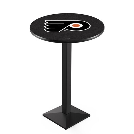 Holland Bar Stool Co 36" Blk Wrinkle Philadelphia Flyers Pub Table, 36" dia. Top L217B3636PhiFly-O