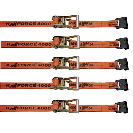 Mytee Products Kinedyne K Force Ratchet Straps w/Flat Hook 4000 WLL, 5PK RS230K-4000x5