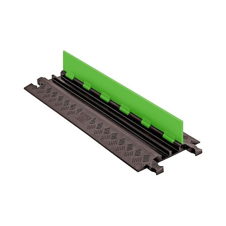 Checkers Hi-Viz Cable Protector, 1-1/4 in H, 38-1/2 in L, 12 in W, 2 Channel, Urethane, Black, Green GD2X75-ST-FLG/B
