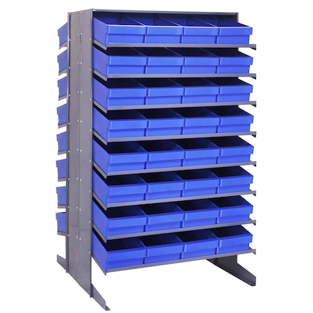Quantum Storage Systems DOUBLE SIDED PICK RACK W/32 BLUE BINS QPRD-606BL