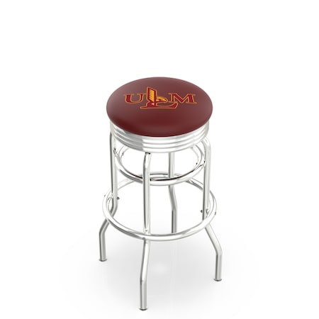 Holland Bar Stool Co 30" Chrome 2-Ring Louisiana-Monroe Swivel Bar Stool, Accent Ring L7C3C30LA-Mon