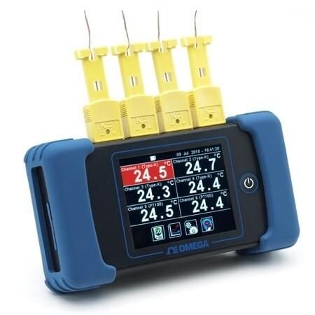 Omega Data Logger Thermometer, Handheld, Temperature, 6 Measurements, TC, RTD, 32 GB SD Card Max Samples, RDXL6SD-USB