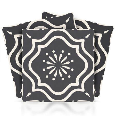 Homeroots 6" X 6" Burst Gray And White Peel And Stick Removable Tiles 382903