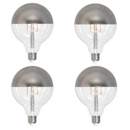 Bulbrite LED Filament, 6 Watt Dimmable G40 Light Bulbs, Half Mirror Finish, E26 Base, 2700K, 500 Lumens, 4PK 862880