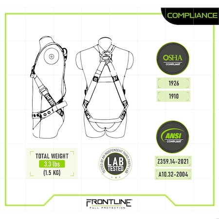 Frontline Combat American Style Economy Series Full Body Harness with Tongue Buckle Legs Uni 100VTB-UN-AM