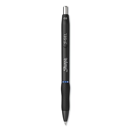 Sharpie S-Gel High-Performance Gel Pen, Retractable, Fine 0.5 mm, Blue Ink, Black Barrel, PK12 PK 2096146