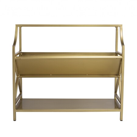 Homeroots 32" Gold Iron and Metal Two Tier Bookcase 389580