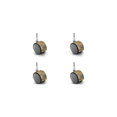 Shepherd Hardware Pacer Hooded Caster Set of 4 Antique Plate 50mm Dia, 5/16''x1-1/2'' Grip Neck Stem, 75 lbs Cap, 4PK PPA50302WA-4