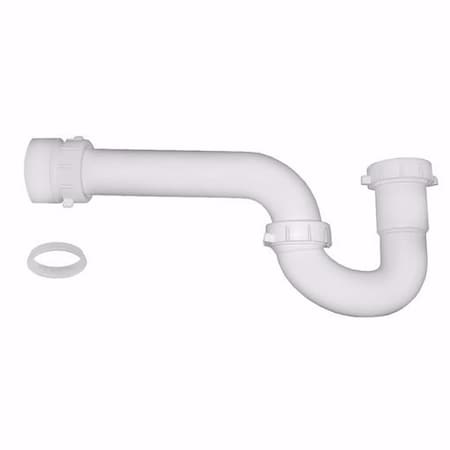 Jones Stephens 1-1/2in. White Plastic Slip Joint P-Trap with Solvent Weld Marvel Adapter and Clear Poly Washers P37100