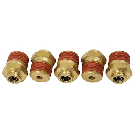 Mytee Products DOT Brass Push to Connect Fitting, Air Brake Connector-Male Straight 3/8in Tube OD x 1/2in NPT 5PK MP-ABF-ST3812