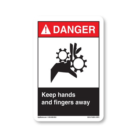 Signmission OSHA Sign, Keep Hands & Fingers Away, Size: 18in X 24in Rigid Plastic Sign, 24" W, 18" L, Landscape OS-CL-P-1824-L-19971