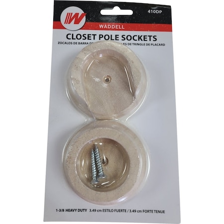 Waddell 1-3/8'' Wood Closet Rod Socket Natural, 2PK 410DI